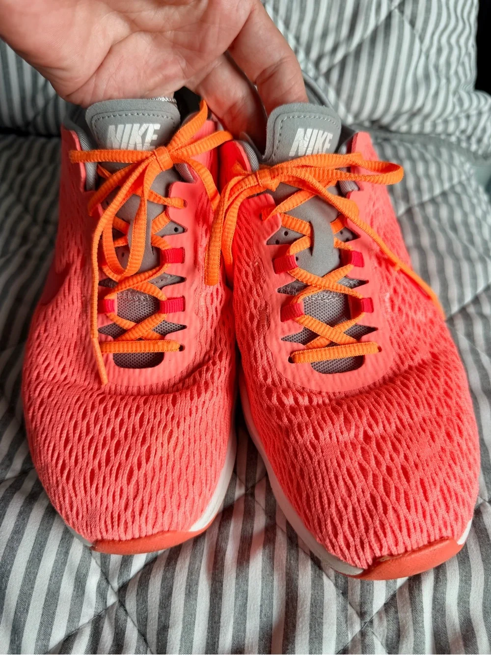 Nike Women's Coral and Orange Mesh Running Shoes